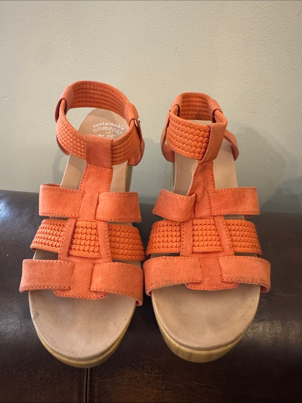 Dr Scholl’s Orange Strappy Comfort Sandals with Braided Detail